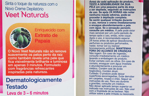 Veet creme depilatório embalagem